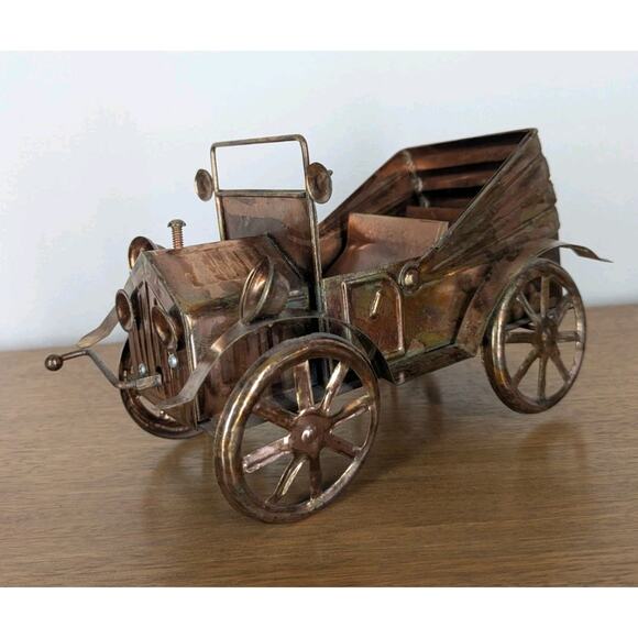 Vintage Copper Tin Metal Car Retro Music Box Sankyo Hong Kong "King Of The Road" - Picture 3 of 12